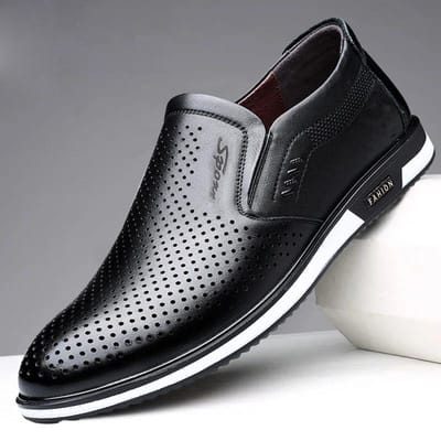 Nieuwe zomer holle leren schoenen heren casual schoenen heren Koreaanse stijl ademende Britse witte instap leren schoenen 44 gray