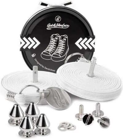 Quick shoelaces - Met één hand veters strikken - Casual Snow White - Schoenveter met fixatie spikes - Wit