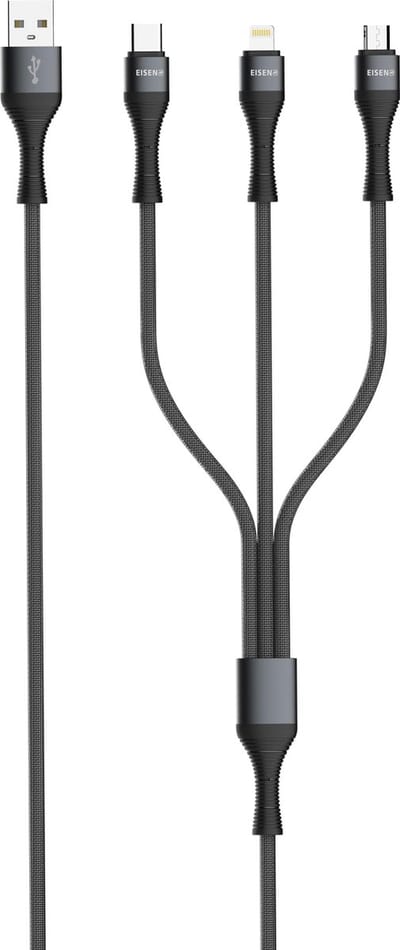 EISENZ LC94 3-in-1 Snellaadkabel 3.4A – USB-A naar USB-C / 8-Pin / Micro-USB