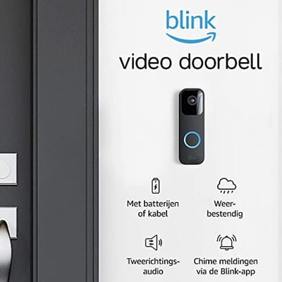 Videodeurbel met tweeweg audio, HD video, bewegingsmelding en chime-app, eenvoudig in te stellen, Alexa-compatibel, gratis proefabonnement