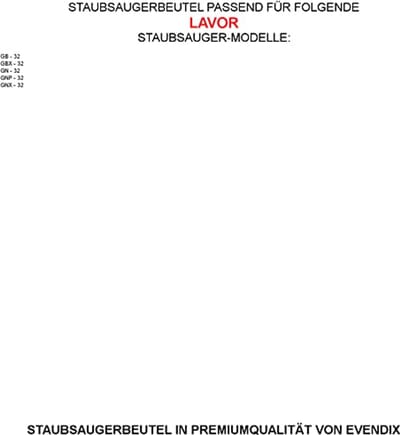 6 stofzuigerzakken compatibel met LAVOR GN - 32 en Swirl UNI30