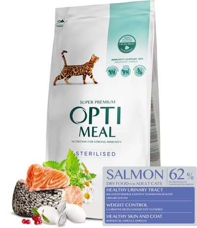 Optimeal gesteriliseerde katten droogvoer met zalm - 10kg
