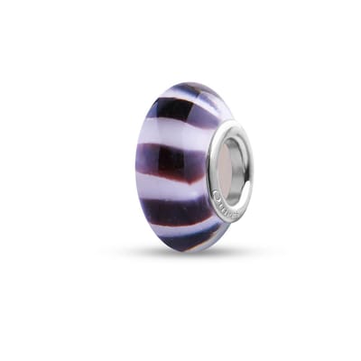 Quiges - Glazen - Kraal - Bedels - Beads Zwart Wit Gestreept Past op alle bekende merken armband NG628