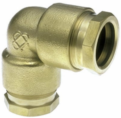 Huot BSN Messing Haakse Knelkoppeling 90° - FF 5/4" x 5/4" (1 1/4 inch) - Voor Socarex / LDPE Waterleiding - Model 9009.N33