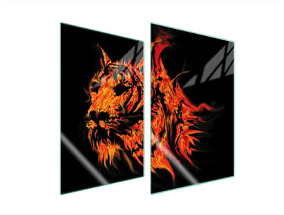 TMK ArtDeko - Glazen Beschermplaat voor Keuken - 2x35x52 cm - Tijgerprint