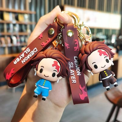 Tueur de démons: Porte-clés Kimetsu No Yaiba Chibi Dessin Animé Figurine Memeko Mignon Tanjirou Cadeaux Personnalisés Mode Y2k Jouets Anime yellow