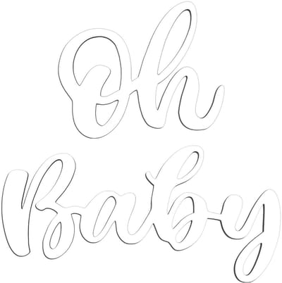 Dailygoods- Baby Douche Teken Hout - Oh Baby Bord - Decoratie Kamer - Gender Reveal Party - Schattige Banner - 1 Stuk 20x40 cm