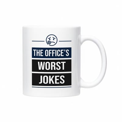 Grappige Kantoor Humor Koffiemok “The Office’s Worst Jokes” – Werkplek Comedy Cadeaumok – Keramische Koffiebeker 330 ml