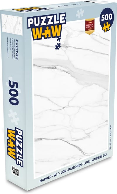 Puzzel Marmer - Wit - Lijn - Patronen - Luxe - Marmerlook - Legpuzzel - Puzzel 500 stukjes