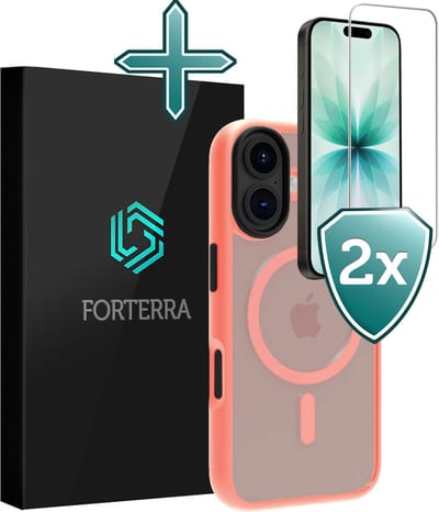 Hoesje Met 2x Screenprotector - Geschikt voor Apple iPhone 17 - Magsafe Compatible - Sterk & Shockproof - Shock Proof Case - Back Cover - Telefoon Hoes - Perzik