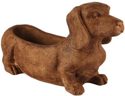 Dekoratief | Bloempot hond, bruin, cement, 39x14x21cm | A260452