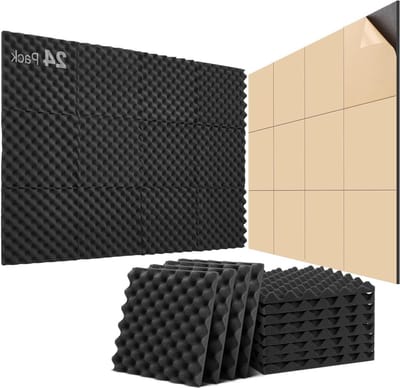 Zelfklevend akoestisch schuimpaneel - set van 24 panelen - geluidsdempend - gaming en podcasting - opnamestudio en kantoren - 30 x 30 x 25 cm