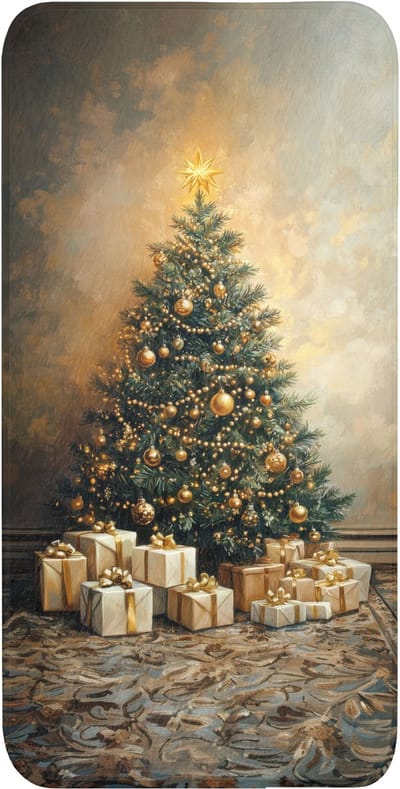 WC mat 60x120 cm - Antislip - Kerstboom - Cadeaus - Goud - Toiletmat - Vloermat - Douchemat - Toilet tapijt - Toiletmatten
