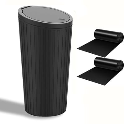 Odour-proof Mini Car Interior Trash Bin met Pop Up Lid - Praktische Pull-Out Zwart Autoafvalbak met 2 Vuilniszakken
