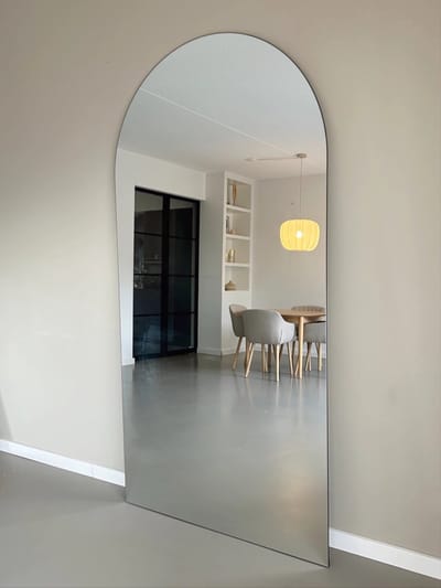 Nordic Style® Boogspiegel 215x110cm - Frameloos - Scandinavische Spiegels - Halfrond - Zonder lijst - Randloos - Frameloos - Pas spiegel - Staande spiegel - Kleedkamer spiegel - Pas - Boog - Half Rond Ronde - Woonkamer - Wand - Muurspiegel - Muur