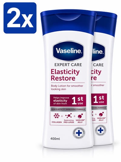 2 x Vaseline Bodylotion Expert Care – Elasticiteit Herstellen – Intens Hydraterend – Voor Droge Huid – 400 ml