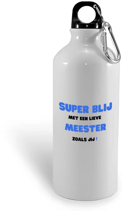 Hacebo® - super blij met een lieve meester zoals jij waterfles - Meester - de liefste meester - verjaardag - cadeautje voor meester - meester artikelen - kado - geschenk - collega's - water fles - 400ML