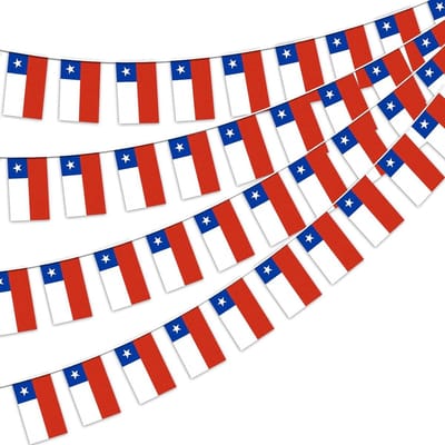 AhfuLife Chile Bunting for Party Decorations, 10m - 30 Pieces Chilean Flags Flags, Banner, Double Sided Flags for - ShopVlot