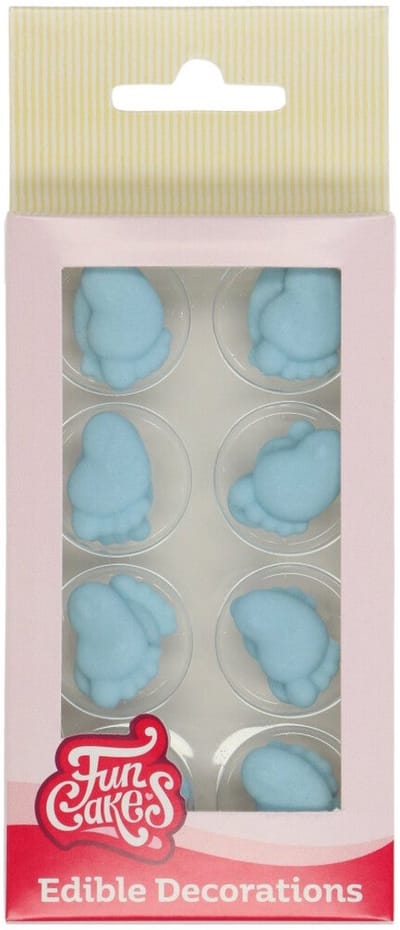 FunCakes Suikerdecoraties - Baby Voeten Blauw - 16 Stuks - Eetbare Taartdecoratie
