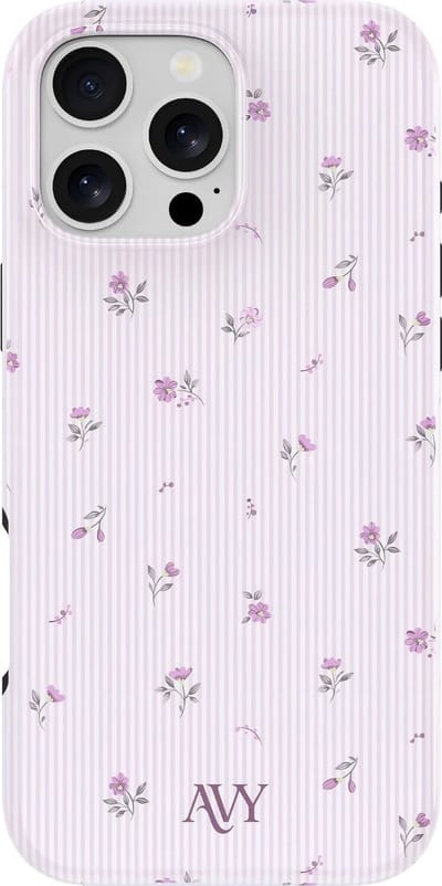 AVY Hoesje geschikt voor Apple iPhone 16 Pro | Lila Dream | Bloemen | Paars | Hard Shell Back Cover | Compatibel met MagSafe & Qi2