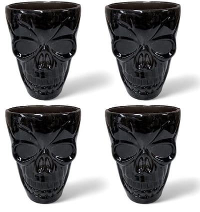 Set van 4 Shotglazen Skull - Zwart Plastic Herbruikbaar - 50 ml Capaciteit