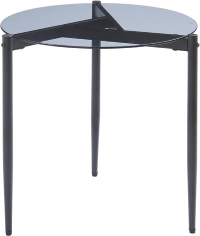 Bijzettafel Ulökantaa rond rookglas 50x50 cm grijs [en.casa]