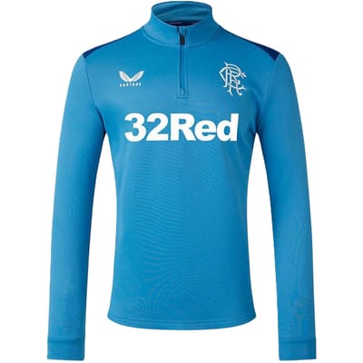 Castore Rangers FC-trainingsfleece voor heren met kwartritssluiting (Blauw/Donkerblauw)