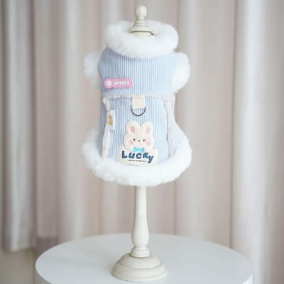 Huisdier Herfst en Winter Warm Jas Corduroy Geïntegreerde Cape Dikker Dan Teddybeer Teddy Kat Kleding Riem Trekhaak Gesp L