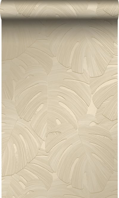 Origin Wallcoverings behang tropische bladeren taupe - 53 cm x 10.05 m - 348024