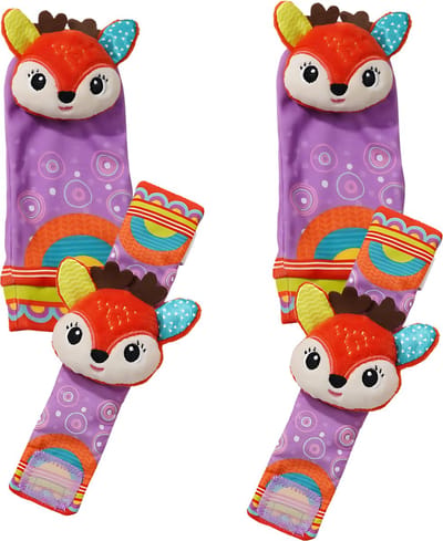 SnuffelSokjes Hertje - Baby Rammelaar - Rammelaar sokjes - Polsrammelaar - Baby speelgoed - Baby Knuffel - Pluche Knuffels - Baby Sokjes - Set van 4