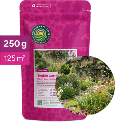 MRS Engelse Cottagetuin bloemenmengsel - 250 gram voor 125 m² - 1- en meerjarige bloemzaden - Sprookjesachtige bloemenweide - Lokt bijen, hommels en vlinders