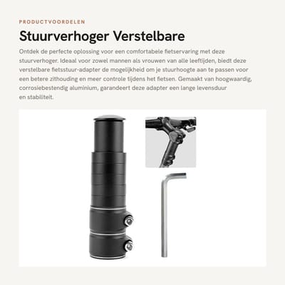 Dailygoods - Stuurverhoger - Verstelbare fietsstuur-adapter - Hoogteadapter voor MTB en racefiets - 100mm - Aluminium vorkschachtverlenging - Ergonomi...