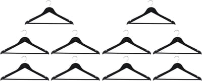Alpina Zwarte Houten Kledinghangers 10 Stuks - Kledinghangers Anti Slip - Klerenhangers Hout - Kleding Hangers Kast Organisatie
