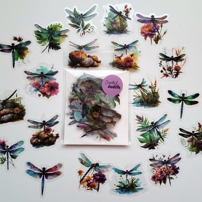 Libelle stickers - transparante stickers - 40 stuks - thema Dragonfly - water - bullet journal stickers - vlinder - scrapbook - laptop stickers - volwassenen en kinderen
