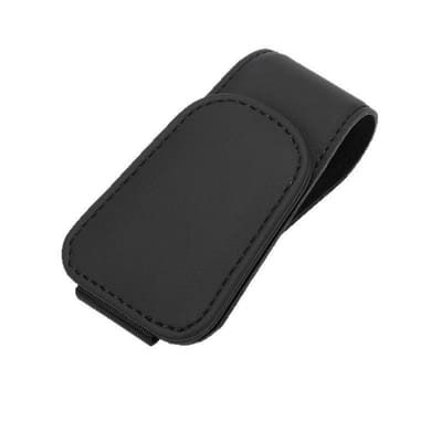 Set van 2 brillenhouders voor in de auto, zonnebrilhouder van echt leer, magnetische brillenhouder, universele brillenhouder, kaarthouderclip, zwart
