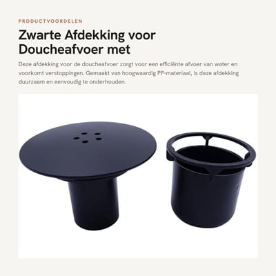 Dailygoods- Afdekking voor doucheafvoer - Zwarte afneembare afdekking - Hoogwaardig PP - Eenvoudige reiniging - Probleemloze installatie - Roestbestendig - Doucheputdeksel