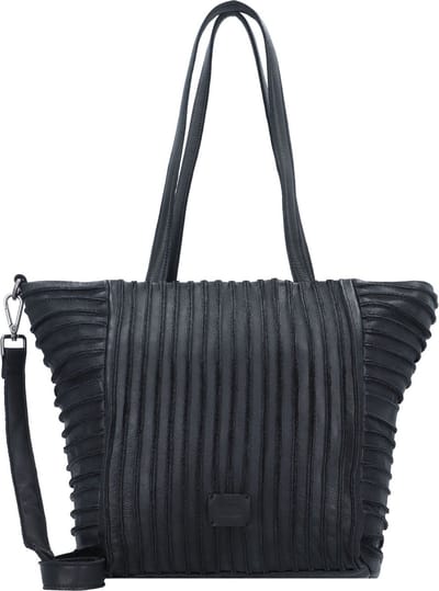 FREDsBRUDER Leren Schoudertas Riffelhörnchen Shopper Black Zwart
