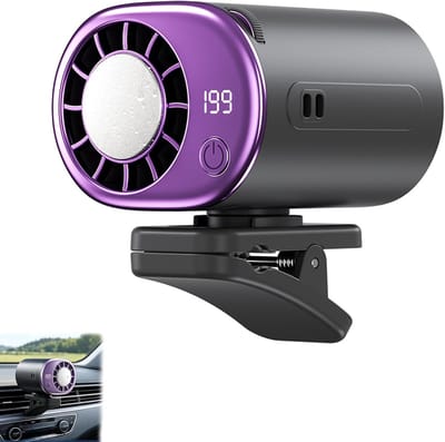 Ventilator - Autoventilator - Draagbare clipventilator - Met LED-display - Koelfunctie - 360° draaibaar - Instelbare windsnelheid - USB oplaadbaar, geschikt voor auto's en kantoren (grijs)