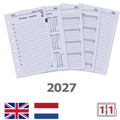 Kalpa 6231-27 125 x 80 mm Pocket 6 Ringband Vulling 1 Dag per Pagina NL EN 2027