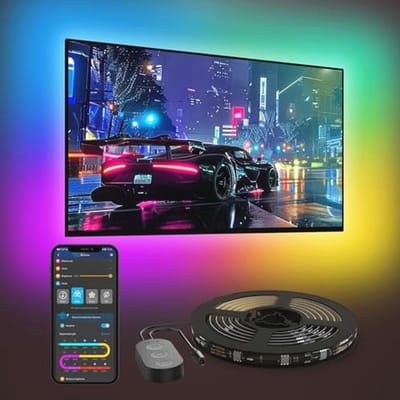 LED TV Achterverlichting 4.6M, RGBIC LED Strip voor 70-80 inch TVs, Bluetooth en Wi-Fi Besturing, Werkt met Alexa & Google Assistant, 11 Muziekmodi, 99+ Scene Modi