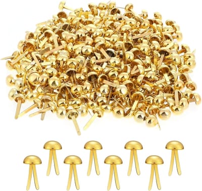 300 stuks goudkleurige metalen Parijse clips voor scrapbooking, doe-het-zelf, kaarten en handwerk, twee-pod-clips, ronde kop, decoratieve accessoires