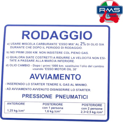 Autocollant stickers pour Scooter Piaggio 125 Vespa 1967 à 1982 Neuf