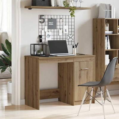 vidaXL - Bureau - 100x50x76 - cm - bewerkt - hout - artisanaal - eikenkleur