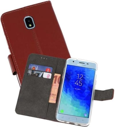 Booktype Telefoonhoesjes - Bookcase Hoesje - Wallet Case - Geschikt voor Samsung Galaxy J3 2018 - Bruin