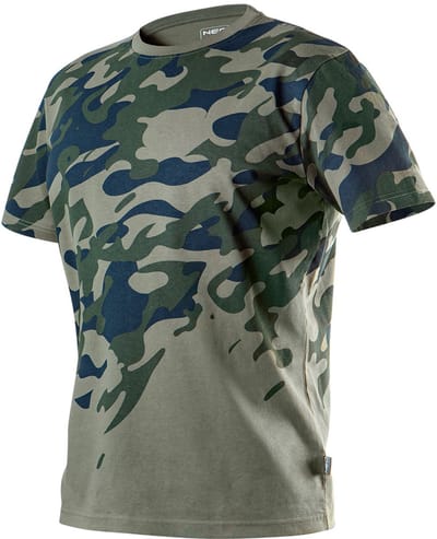 NEO CAMO Serie - Werk T-shirt - Olijfkleurig - Asymmetrisch Camo-Patroon