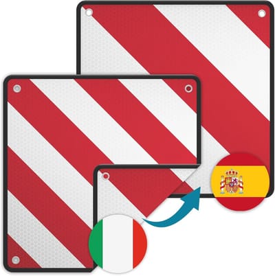 2-in-1 Waarschuwingsbord voor Spanje en Italië - Reflecterend Rood-Wit 50x50cm
