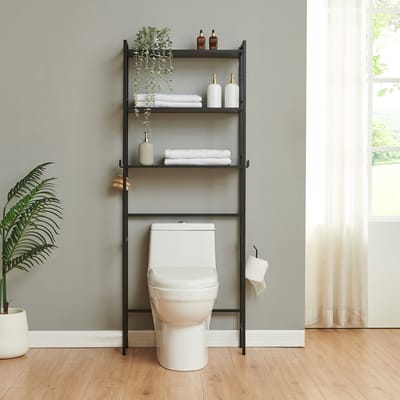 Toiletkast Ljukhobro toiletombouwkast 164x64x20 cm zwart [en.casa]