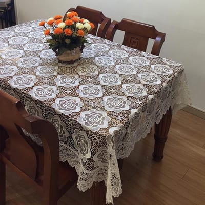 Tafelkleed Uitgehold Europa Geborduurd Tafel Eettafelkleed Rond Tafelkleed Wateroplosbaar Kant Roos TV-kast Handdoek Stof 60 X 60cm Square