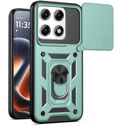 Coverup Hoesje - Geschikt voor Motorola Edge 70 Pro Hoesje - Coverup Armor Ring Kickstand Back Cover met Camera Shield - Groen