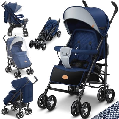 Kinderwagen met 360 graden draaibare wielen, inklapbaar en inclusief accessoires